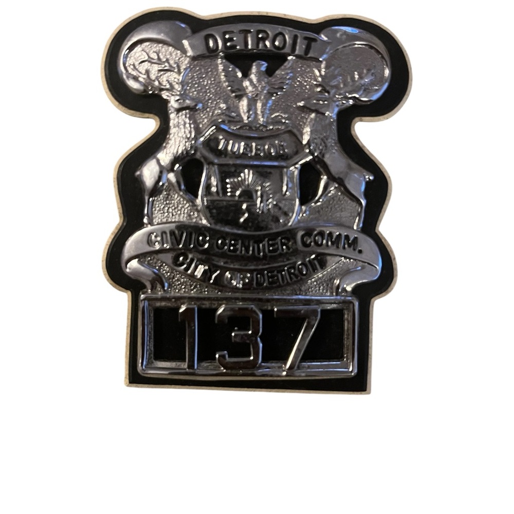 Silver and Black Detroit Civic Center Badge
